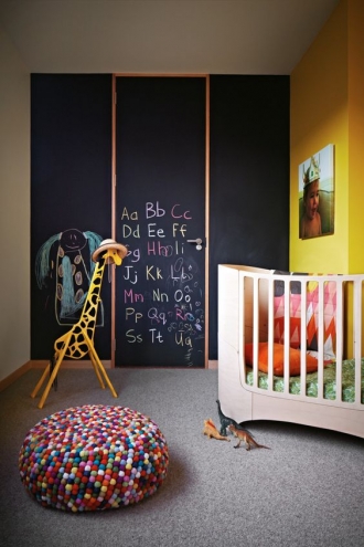 Leander with blackboard in nursery
