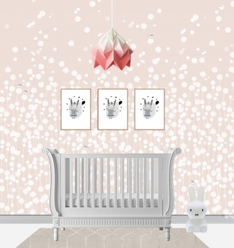 Pink Dandelion Fields and Belle Sleigh Bed Cot