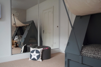 Grey Tent bed in boys bedroom