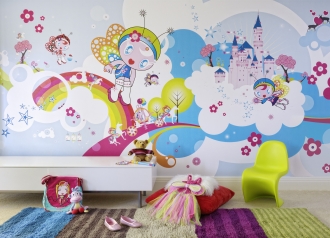 Fairy mural in girls playroom