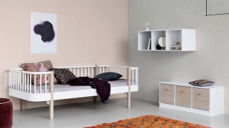 Oliver Furniture Wood Day Bed in blush pink bedroom