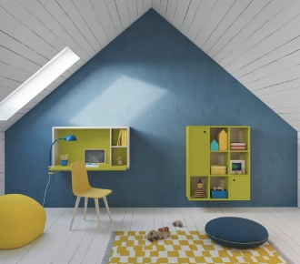 Blue and green in boys bedroom