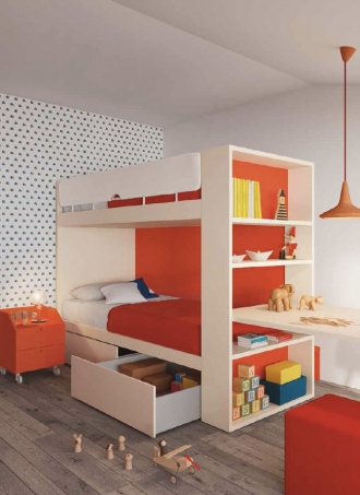 Bunk beds in colourful bedroom