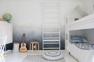 Bunk beds, storage, ombre walls