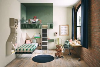 Bunk Beds in green bedrom