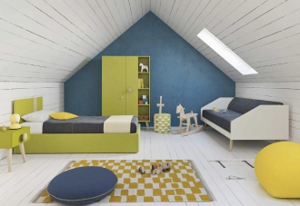 Lime green and blue boy's bedroom