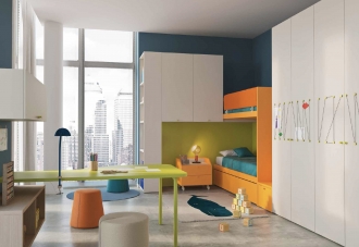 Bunk beds and built in storage in teen room