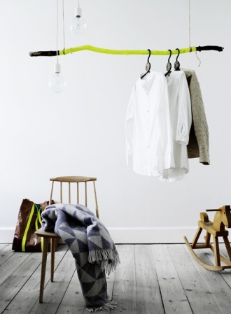 wooden clothes rail
